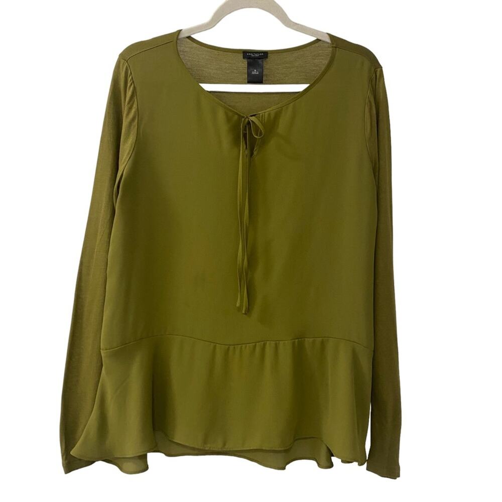 Ann Taylor Factory Size Small Olive Green Long Sleeve Tunic Lightweight